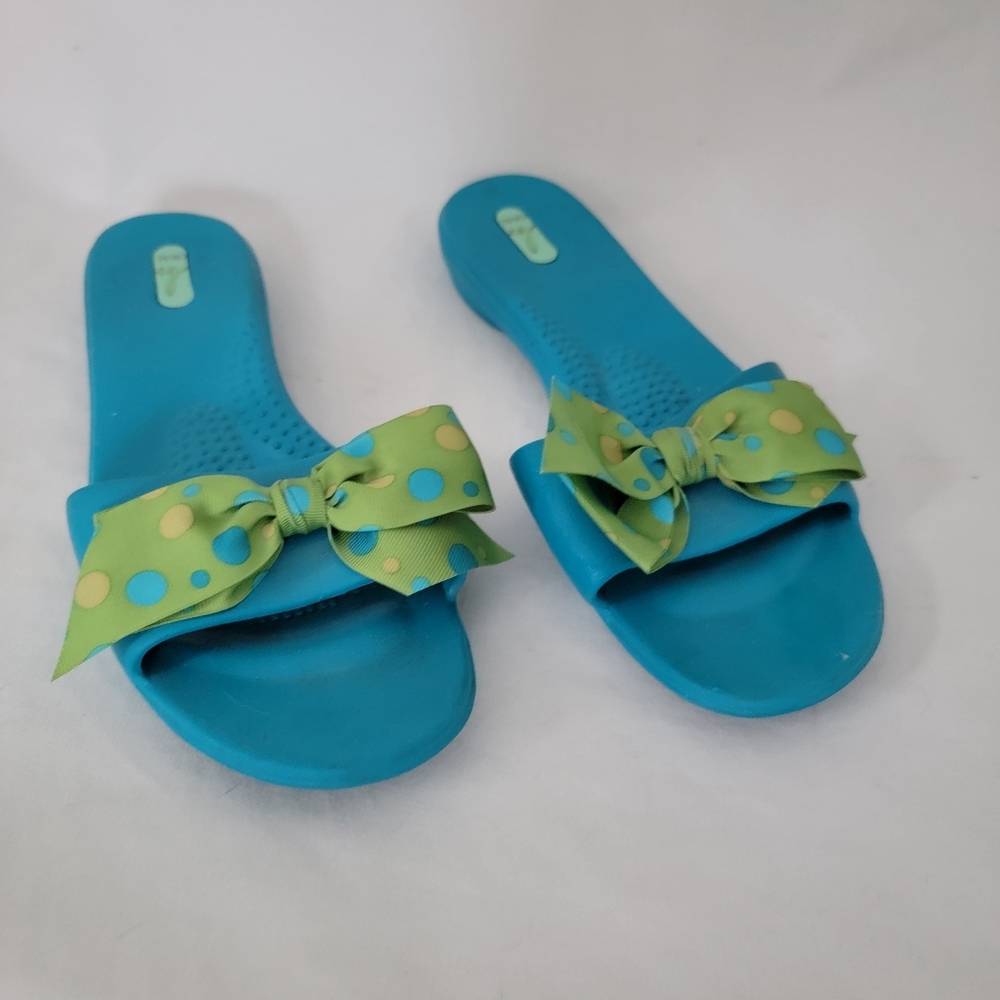 Oka B Turquoise Sandal with Dotted Bow Size.ML (8?)